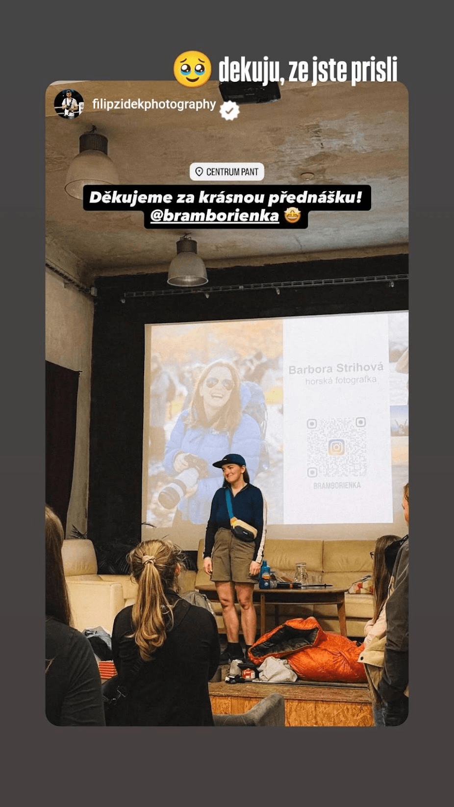 Instagram story od filipzidekphotography: Děkujeme za krásnou přednášku